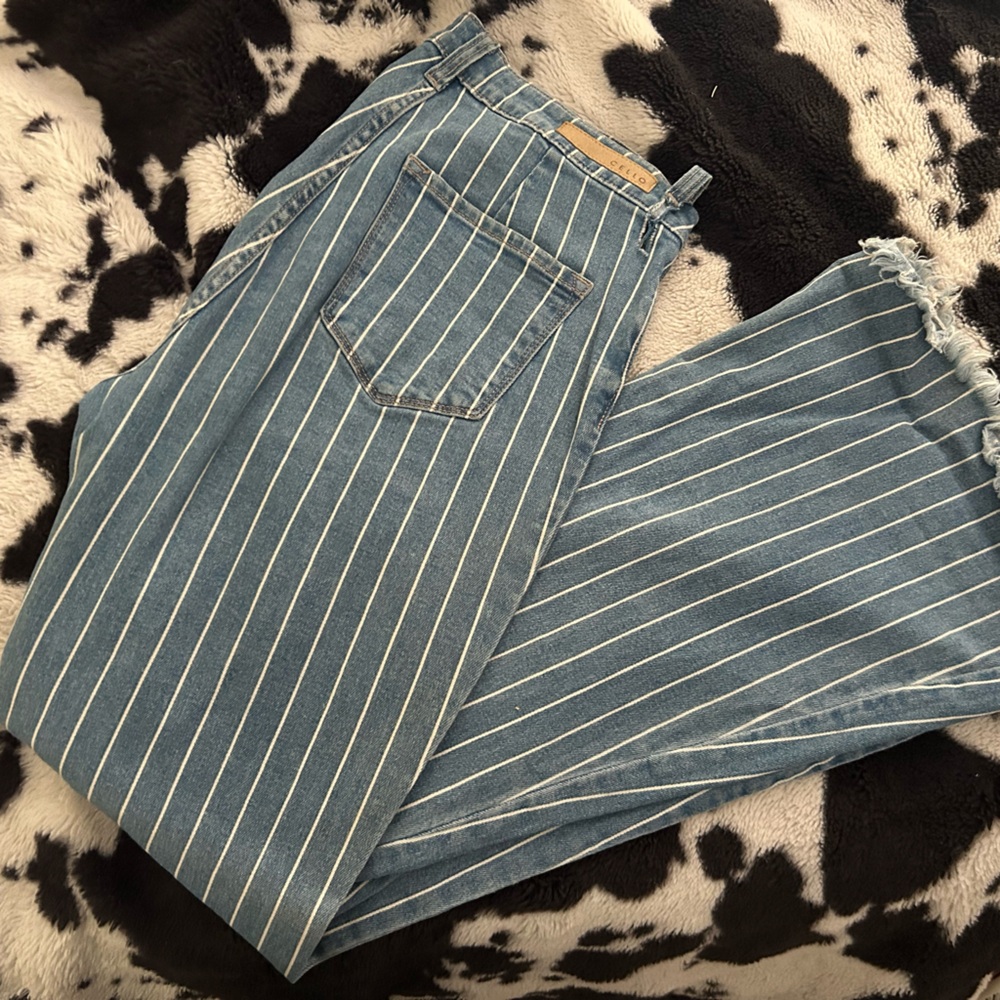 Pinstripe Flare Jeans